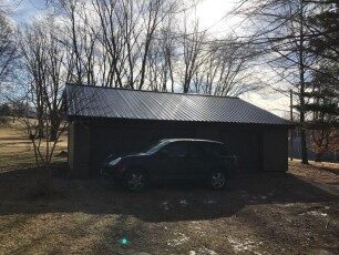 Dark bronze metal roof on a detached garage in Central Ohio