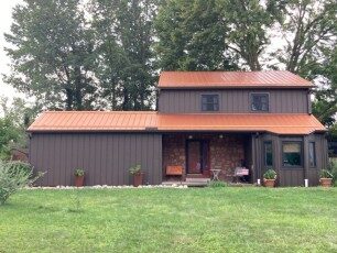 Copper-colored metal roof on a Pataskala Ohio home